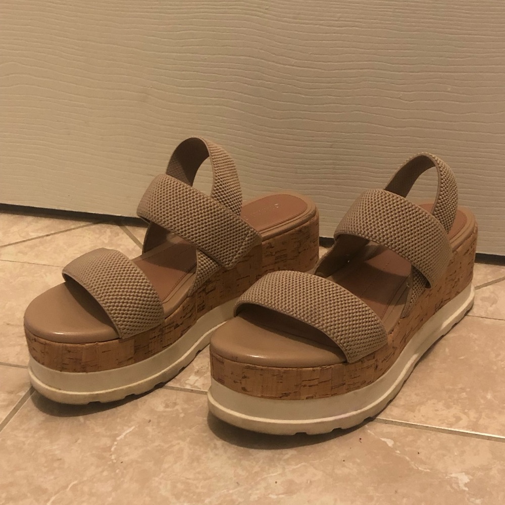 Gianni Bini Beige Cork Platform Sandals